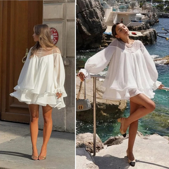 NWT RIME ARODAKY Mar ruffle bead-embellished tulle silk-organza dress Size Small - Picture 1 of 16